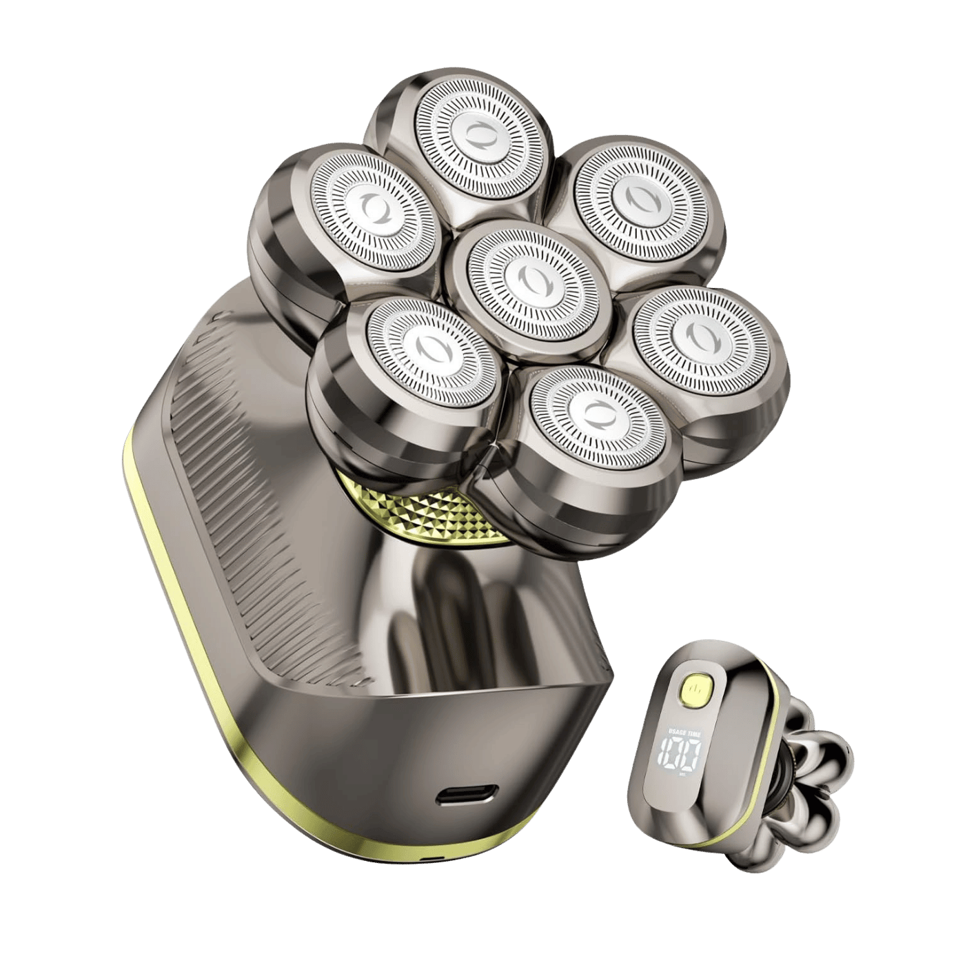 TEPOTZ BaldCare Pro 120 7D head shaver in gunmetal with lime trim