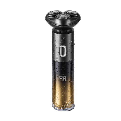 TEPOTZ Daily Rotary Shaver 3-head electric face shaver in black and gold