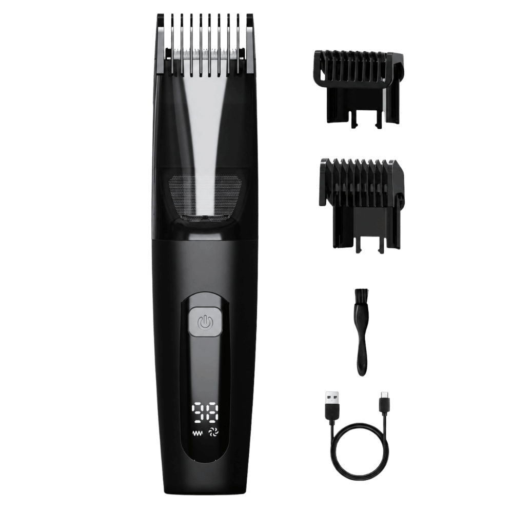 TEPOTZ BeardVac Precision vacuum beard trimmer with two guide combs