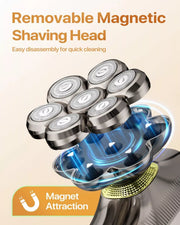 Removable magnetic 7D shaving head on the BaldCare Pro 120