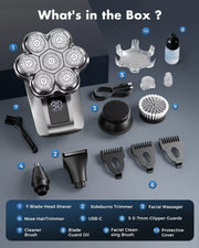 BaldCare Magnetic 90 head shaver with grooming attachments and USB-C cable
