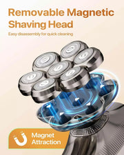 Removable magnetic 7D shaving head on the gunmetal BaldCare Pro 120