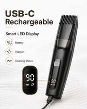 USB-C rechargeable BeardVac Precision trimmer with smart LED display
